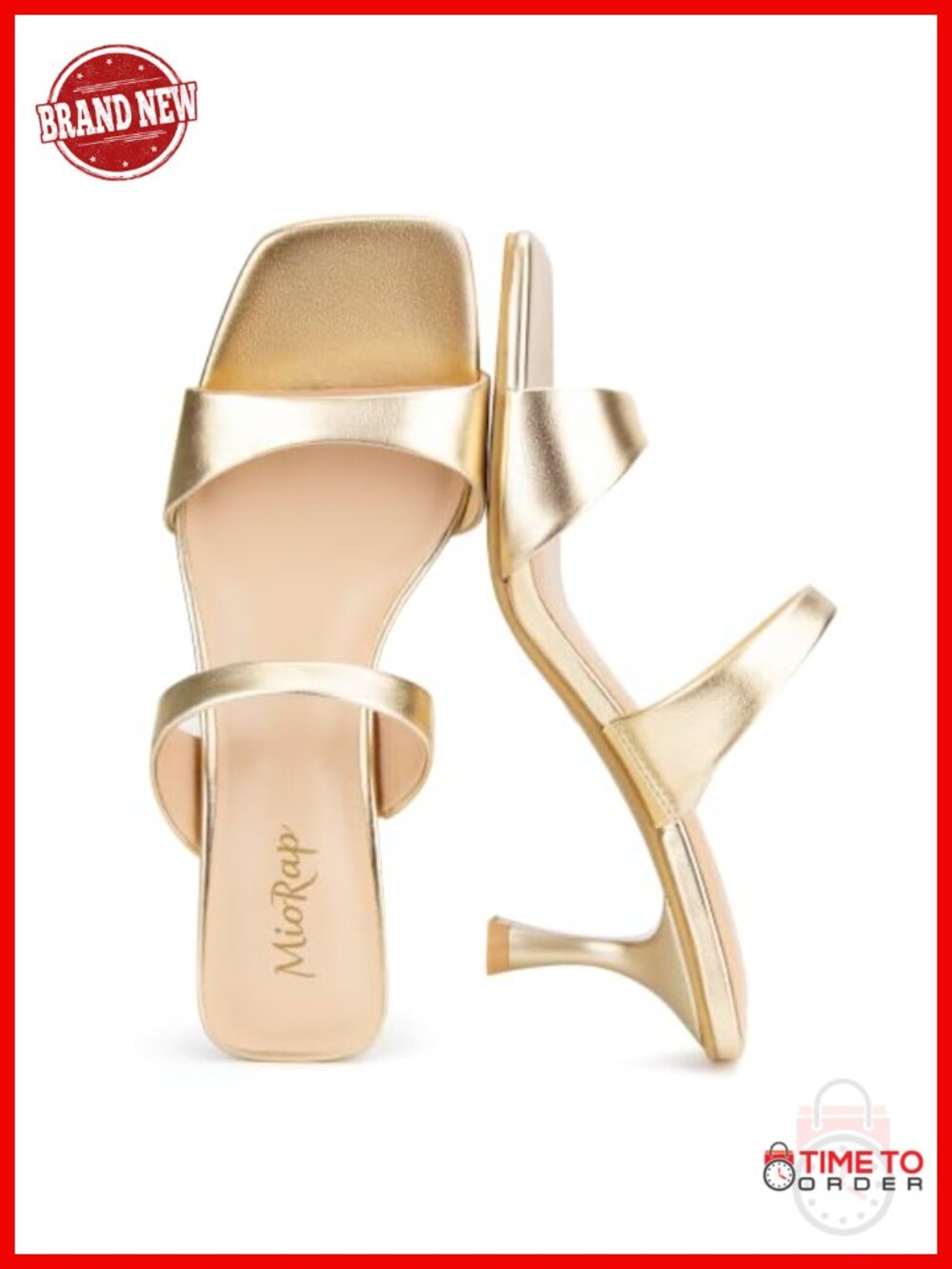 Kitten Heel Square Toe Strappy Slip On Sandals Faux Leather Dressy